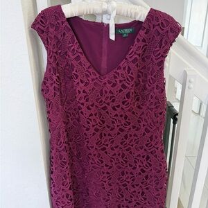 Ralph Lauren Magenta Lace Dress